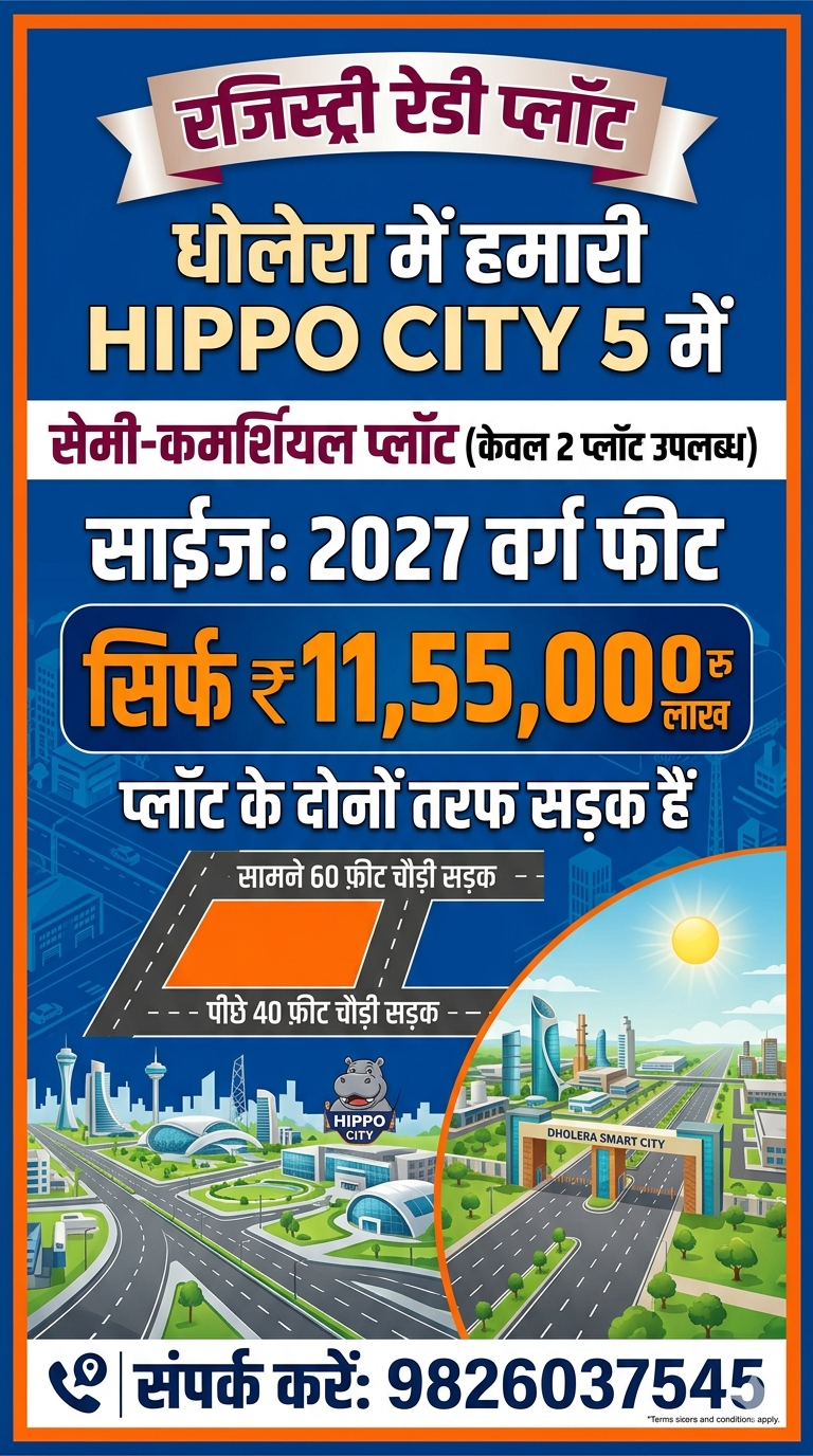 Semi-Commarcial Plot for Sale in Dholera in Dholera