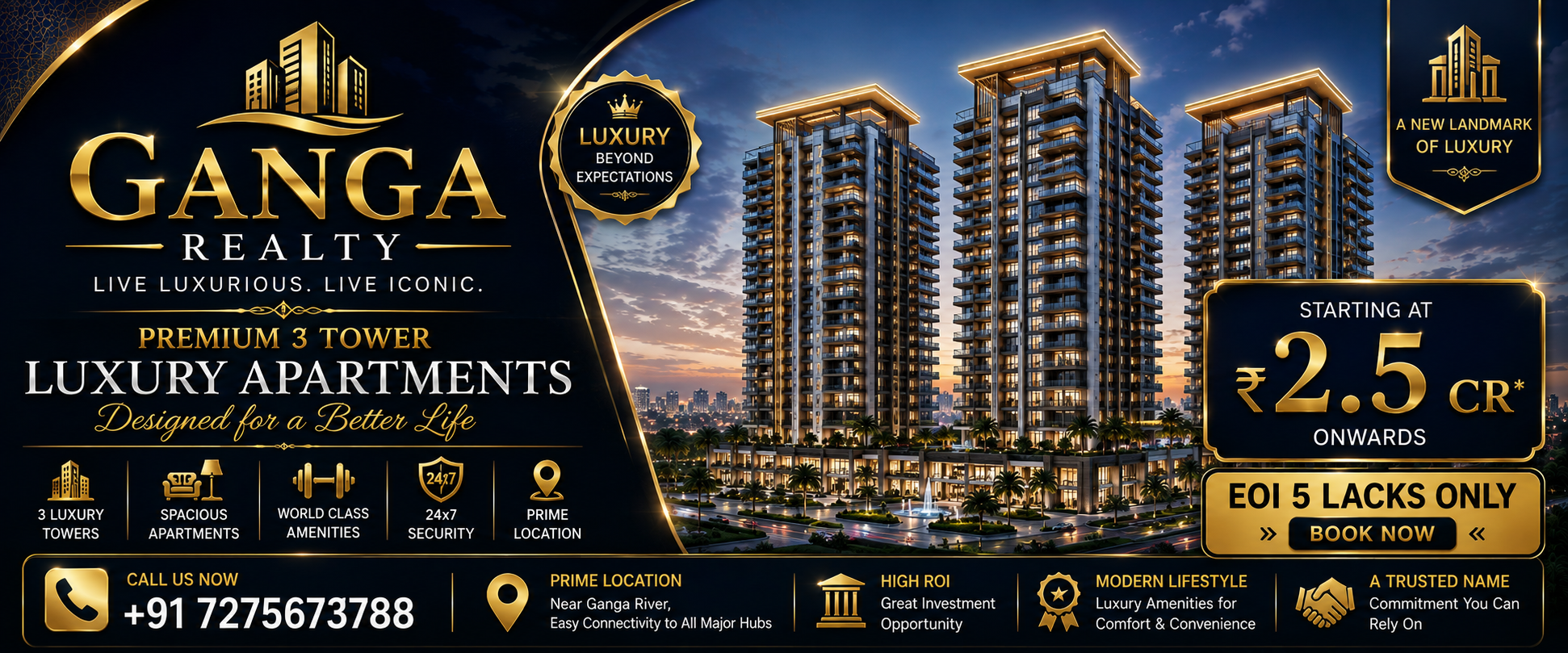 3 BHK ultra luxury apartment only 2.5CR in Gurgaon